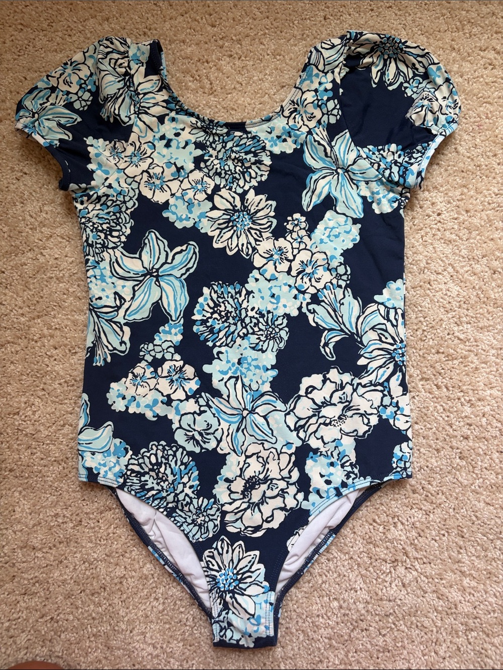 Lilly Pulitzer Navy Floral Short-Sleeve swimsuit